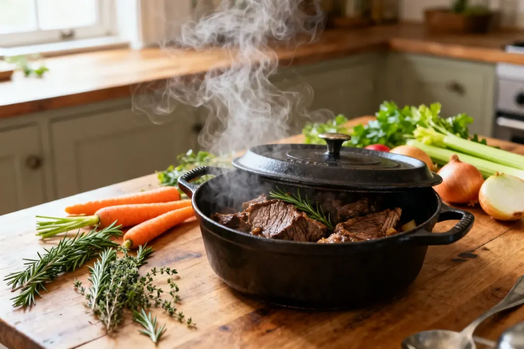 Plat mijoté avec légumes pour rattraper une viande trop dure en cuisine maison